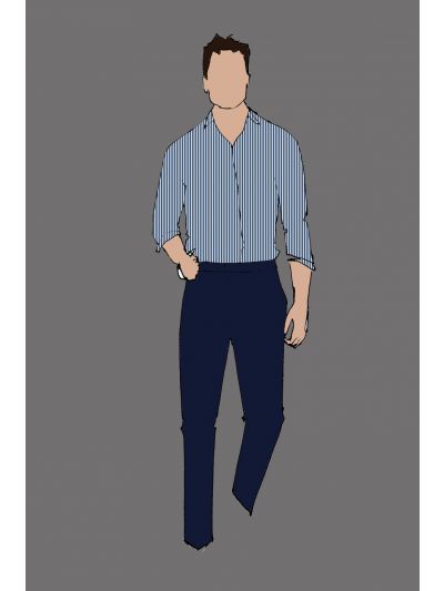 Uniform Shirt Male Blue/White Stripe (Front Desk & Concierge)