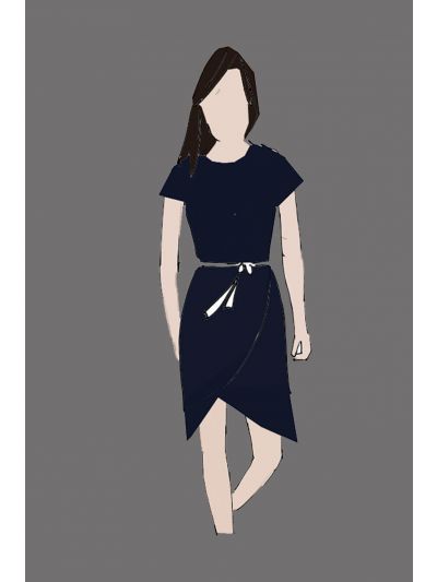 182168 - Uniform Dress Ladies Faux Wrap Dress Navy (Lobby Bar Server)